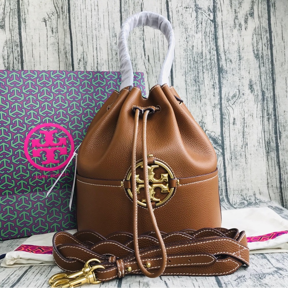 NWT Tory Burch Miller Bucket Bag, Light Umber